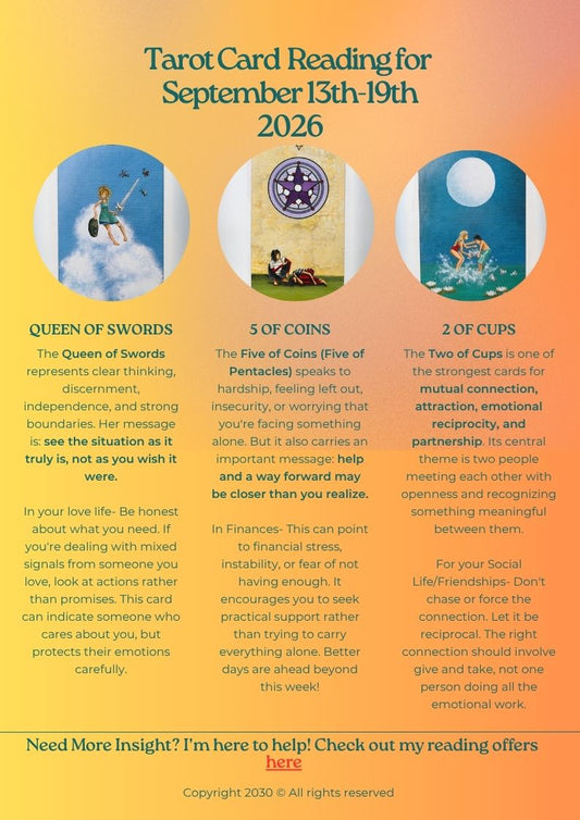 Tarot Card Reading for September 13th-19th